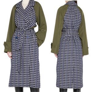 Tanya Taylor Lotta Contrast Combo Trench Coat